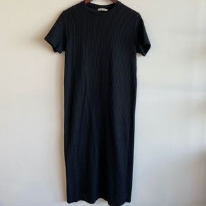 Black Ribbed Midi Dress